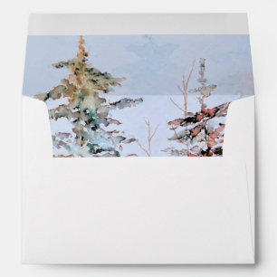 Elegant Watercolor Pine Forest Merry Christmas Envelope
