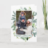 Elegant Watercolor Pine Frame Family Fold Green