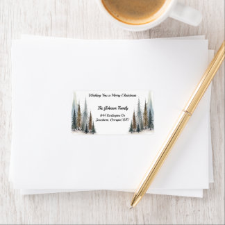 Elegant Watercolor Pine Trees Christmas & New Year Label