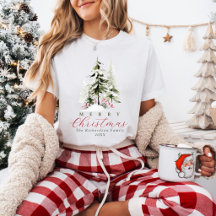 Elegant Watercolor Pine Trees Custom Christmas