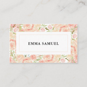 Elegant Watercolor Pink and Blush Floral Business Card