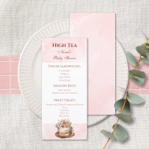 Elegant Watercolor Pink Baby Shower Menu