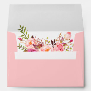 Elegant Watercolor Pink Blush Floral Invitation Envelope