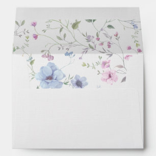Elegant Watercolor Pink Botanical Wedding Envelope