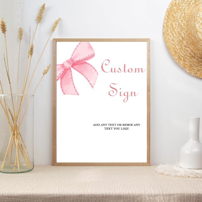 Elegant Watercolor Pink Bow bridal shower  Sign (Creator Uploaded)