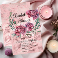 Elegant Watercolor Pink Carnations Bridal Shower