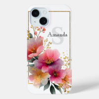 Elegant Watercolor Pink Floral Border with Gold