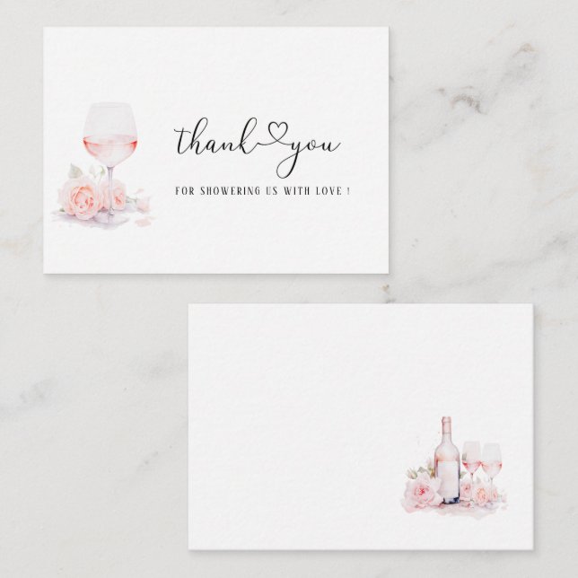 Elegant Watercolor Pink Floral  Bridal shower Card (Front/Back)