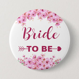 Elegant Watercolor Pink Floral Bride To Be 7.5 Cm Round Badge