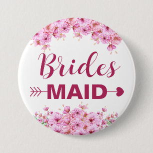 Elegant Watercolor Pink Floral Bridesmaid 7.5 Cm Round Badge