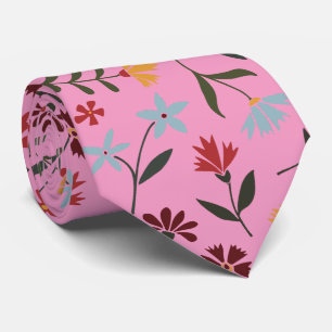 Elegant Watercolor Pink Floral Pattern Tie