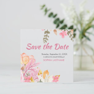 Elegant Watercolor Pink Floral Save The Date