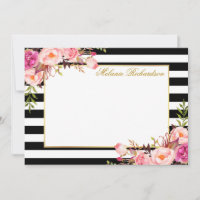 Elegant Watercolor Pink Floral Striped