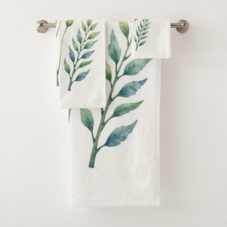 Elegant Watercolor Pink Floral Towel Set