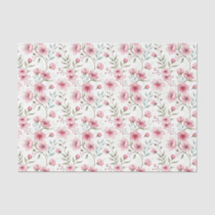 Elegant Watercolor Pink Flowers Decoupage Tissue Paper