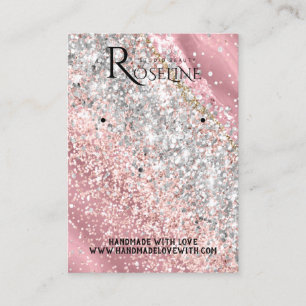 Elegant Watercolor pink glitter Earring Display Business Card