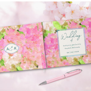 Elegant Watercolor Pink Hydrangea Garden Wedding  Guest Book