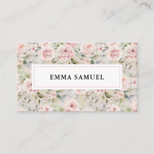 Elegant Watercolor Pink Peonies Floral Business Card
