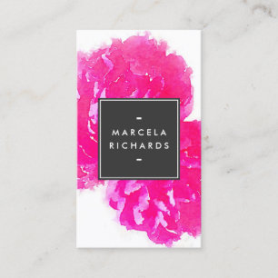 Elegant Watercolor Pink Peonies II Business Card