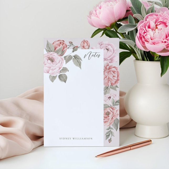 Elegant Watercolor Pink Peonies in Bloom Floral Post-it Notes (Elegant Watercolor Pink Peonies in Bloom Floral Post-it Notes)