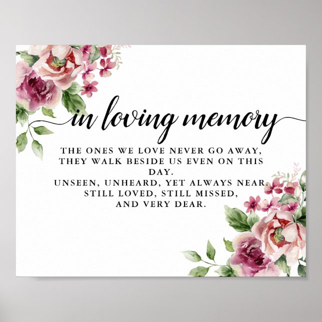 Elegant Watercolor Pink Rose Bouquet Wedding Poster (Front)