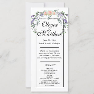 Elegant watercolor pink roses lavender greenery