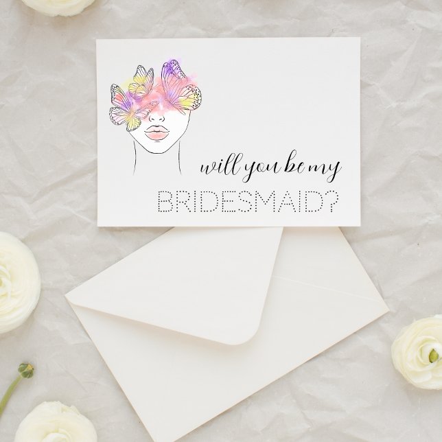 Elegant Watercolor Pink Will You Be My Bridesmaid (Creator Uploaded)