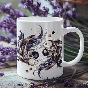 Elegant Watercolor Pisces Zodiac Custom  Coffee Mug