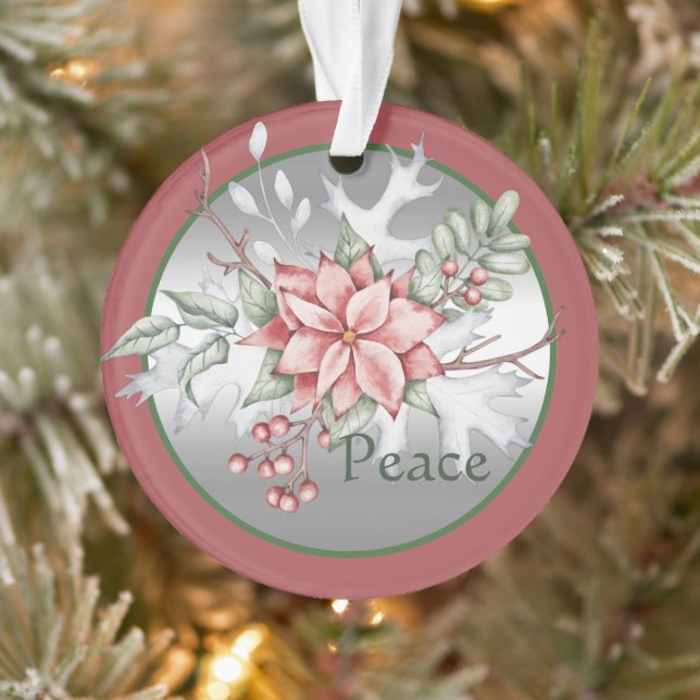 Elegant watercolor poinsettia custom Christmas  Ornament (Tree)