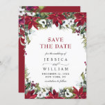 Elegant Watercolor Poinsettia Pine Branch Wedding Save The Date<br><div class="desc">For further customisation,  please click the "customise further" link and use our design tool to modify this template. 
If you need help or matching items,  please contact me.</div>