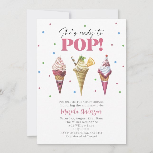 Elegant Watercolor Popsicle  Baby Shower Invitation (Front)