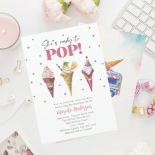 Elegant Watercolor Popsicle  Baby Shower Invitation