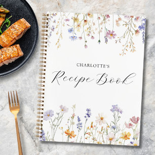 Elegant Watercolor Pretty Wildflower Garden Recipe Notebook