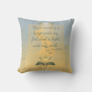 Elegant Watercolor Psalm 119:105 Cushion