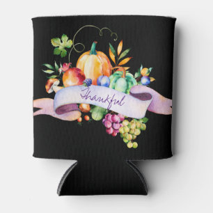 Elegant Watercolor Pumpkins Thanksgiving Can Cooler