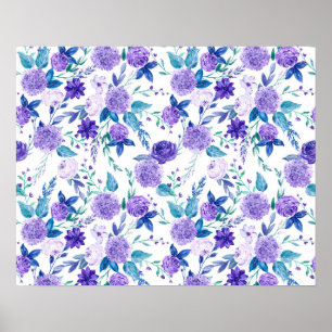 Elegant Watercolor Purple Floral Bouquet Poster