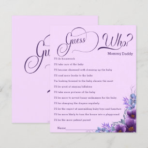 Elegant Watercolor Purple Flower Guess Who Game