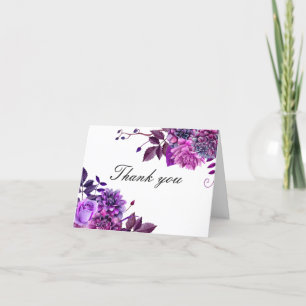 Elegant watercolor purple lilac floral birthday  thank you card