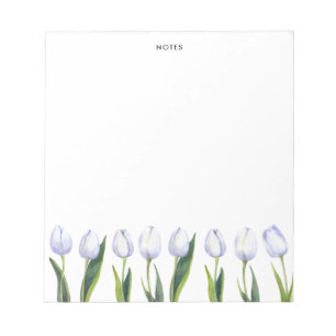 Elegant Watercolor Purple Tulip Blooms Floral Notepad