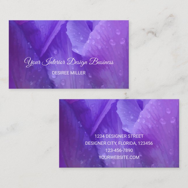 Elegant Watercolor Purple Tulip Business Card (Front/Back)