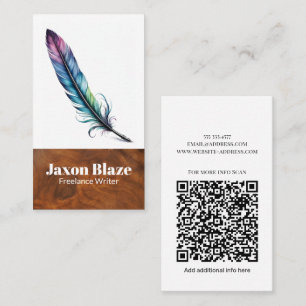 Elegant Watercolor Quill Pen Freelance writter Business Card