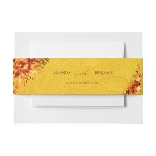 Elegant Watercolor Red and Gold Poinsettia Wedding Invitation Belly Band
