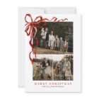 Elegant Watercolor Red Bow Christmas Four Photo