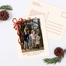 Elegant Watercolor Red Bow Christmas Photo