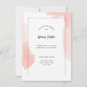 Elegant Watercolor Red Minimalist Wedding Invitation