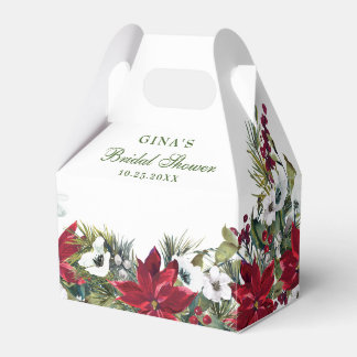 Elegant Watercolor Red Poinsettia Bridal Shower Favour Box
