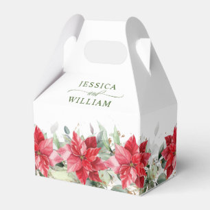 Elegant Watercolor Red Poinsettia Wedding Favour B Box