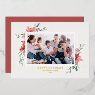 Elegant Watercolor Red Poinsettias Photo