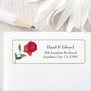 Elegant Watercolor Red rose Wedding Address