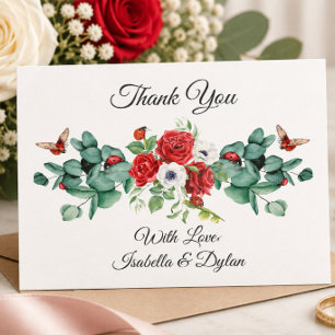 Elegant Watercolor Red Roses Eucalyptus